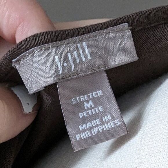 J.Jill | Brown Black Cream Colorblock Stretch Knit Tunic Size Medium Petite - Picture 4 of 4